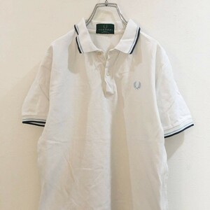 vintage* stylish excellent article *FRED PERRY/ Fred Perry deer. . polo-shirt with short sleeves . white men's S ON1728