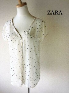 ◆ZARA シースルーブラウス M 071926 アイボリー 水玉 ドット 半袖