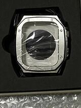 NEW！アップルウォッチ7 カバー 高級ケース 【45mm】シルバー silver ベルト【ステンレス】 apple watch ラグジュアリー_画像2