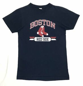 【80s】USA製 Champion TEE チャンピオン トリコタグ ヴィンテージ 半袖Tシャツ M 紺 MLB レッドソックス プリント USA製 レア REDSOX