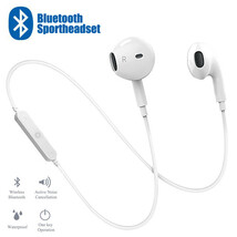 Bluetooth イヤホン ワイヤレスイヤホン iPhone アンドロイド 対応 ブルートゥース イヤフォン イヤホンマイク 両耳 USB 丸型　ホワイト_画像1