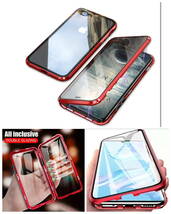 iPhone12 iPhone12Pro アルミバンパー　アルミ　メタルフレーム　強化ガラス　表面強化ガラス　背面強化ガラス　両面磁石　レッド_画像2
