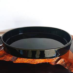 黒の釉薬が美しい 水盤 ( アンティーク 花器 花瓶 陶器 陶器 生花 生け花 華道 ) 夏