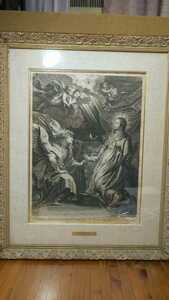 【哲】【名画特別出品】ルーベンスの受胎告知の銅版画（真筆・ボルスヴェルト制作・1609〜1612年頃・フランダースの犬）