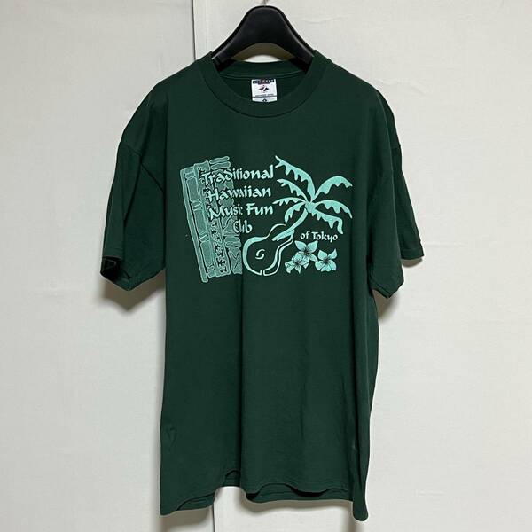 USA製 Traditional Hawaiian Music Fun Club of Tokyo Tシャツ 緑 L 美品 管理B1392