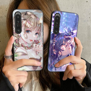 Xperia 1 IV ケース 6.5インチ SO-51C SOG06 スマホケース 保護カバー 背面カバー PUレザー TPUソフトケース 女の子 漫画 おしゃれ