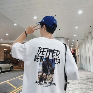 Tシャツ メンズ レディース XL LL 白 ホワイト 半袖 新品 韓国 バックプリント ストリート ダンス オルチャンファション