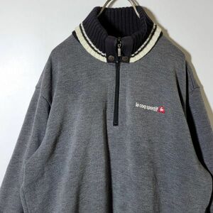 le coq sportif golf ルコックゴルフコレクション ハーフジップ トレーナー Mサイズ グレー メンズ 裏起毛