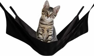 猫用 ハンモック (62×41cm) 選べるカラー 金具付き (雅：ブラック) 洗える ケージ用 吊り下げ 耐荷重 8kg 猫ハンモック ペットベット