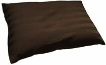 日本製 枕カバー 43×63cm サテンストライプ 60番手 綿100％ ファスナー式 雅 300本高密度生地 高級ホテル品質 ノーブルブラウン_画像1