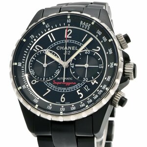 シャネル CHANEL J12 スーパーレッジェーラ SuperLeggera H3409 SS セラミック ブラック文字盤 黒 クロノグラフ 自動巻き メンズ 腕時計