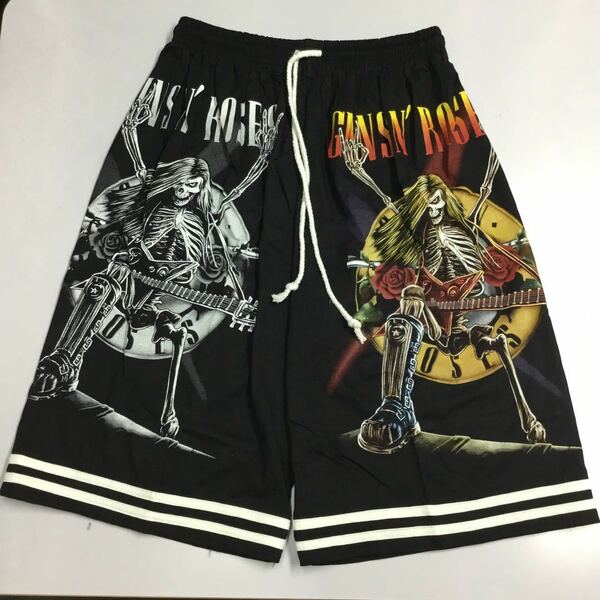 HPR1A2. バンドハーフパンツ フリーサイズ GUNS N’ ROSES ④ ガンズアンドローゼズ　GNR ショートパンツ　　　バスパン