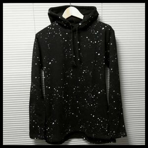 【スプラッシュ柄裏毛スウェットプルパーカー/BLK/L】