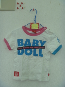 ●〔BABY DOLL〕90サイズ☆丸首半袖Ｔシャツ　白　難あり