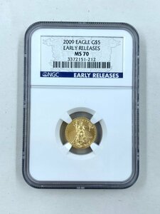 【NGC鑑定済】2009年　イーグル金貨　EARLY RELEASES　5ドル　MS70 アメリカ　記念金貨　1/10オンス　K22 V278