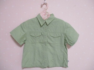 # Kumikyoku # pretty short sleeves shirt blouse M110-120. green 20828