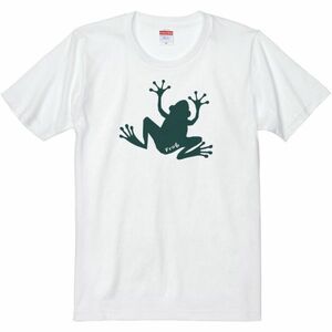 カエル（蛙）シルエット/半袖Ｔシャツ/メンズM/白・新品・メール便 送料無料