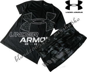 ■新品【UNDER ARMOUR】アンダーアーマーBIGロゴ&カモ柄吸汗速乾 水分コントロール上下■BK/L