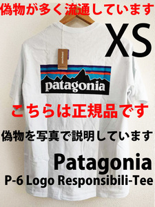 XS 新品正規品パタゴニアpatagonia P-6 LOGO RESPONSIBILI-TEE ロゴ・レスポンシビリティー白ホワイト半袖Tシャツ アウトドア38504キャンプ