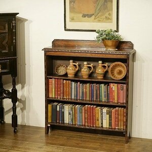 英国イギリスアンティーク家具 オープンブックシェルフ 書棚 本棚 オーク材無垢 A261