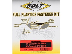 ボルトBOLT FULL PLASTICS FASTENER KIT HONDA CRF250R 14-17/CRF450R 13-16