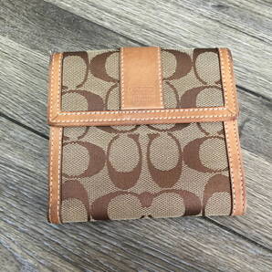 (送料込)コーチ■シグネチャー柄 財布 レザー×キャンバス ベージュ COACH