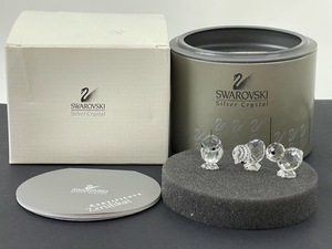 (H07550) 未使用品 スワロフスキー SWAROVSKI クリスタルガラス ひよこ3匹セット 置物 インテリア小物 BOX付き