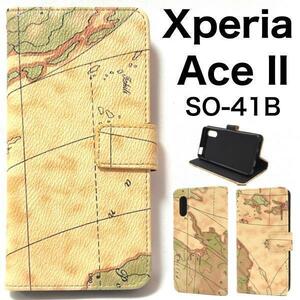 Xperia Ace II SO-41B 地図デザイン 手帳型ケース