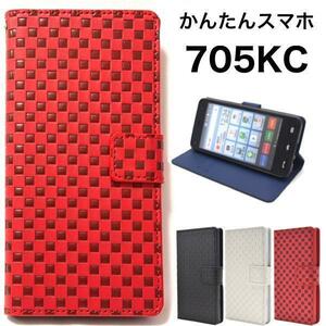 かんたんスマホ 705KC スマホケース ケース 手帳型ケース チェック柄手帳型ケース