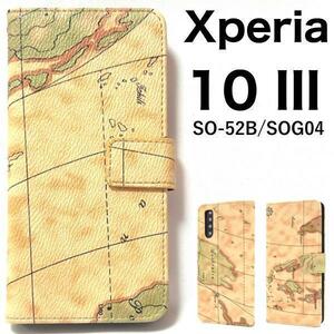 Xperia 10 III SO-52B/SOG04/Y!mobile用ワールドマップデザイン手帳型ケース スマホケース 手帳型