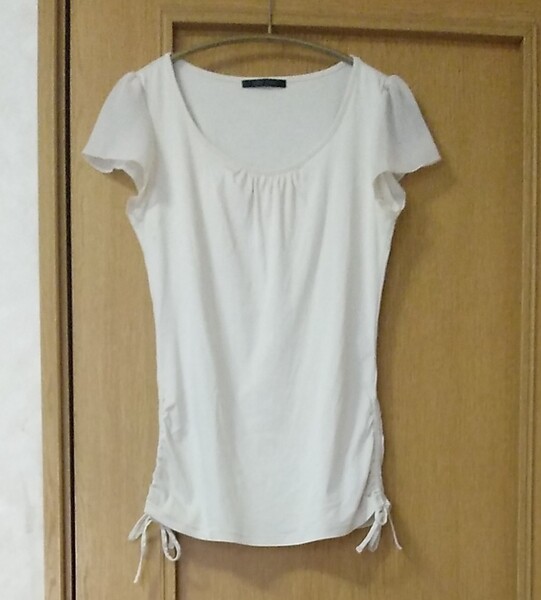 綿100% カットソー ベージュ 袖シフォン