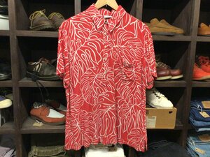 ビッグサイズ MADE IN USA GO BAREFOOT RAYON PULLOVER ALOHA SHIRT SIZE L アメリカ製 レーヨン プルオーバー アロハ シャツ 半袖 総柄