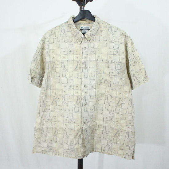 東京激安 美品 L 半袖シャツ サカナの総柄 1991年 patagonia A/C 魚群 ...