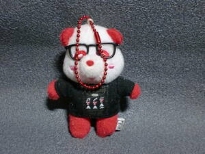 AAA.~... mascot key holder soft toy glasses .. digit red black Panda taf-2