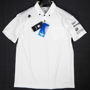 N613 新品 デサント DRY PLUS COOL ボタンダウン 半袖 ポロシャツ XO ゴルフ DESCENTE 接触冷感 吸汗速乾 ホワイト
