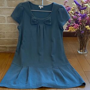 ★3can4on フレンチスリーブ ワンピース チュニックワンピース 膝上丈