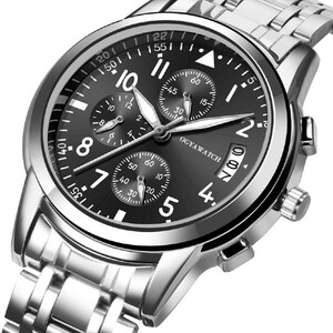 151BK メンズ腕時計 ブラック クロノグラフ風 カレンダー付 アナログ クオーツ 新品 送料無料 #13