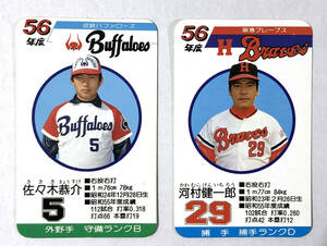 タカラ　プロ野球カードゲーム　昭和56年度　近鉄・佐々木　阪急・河村　２枚セット