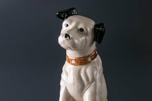 【昭和レトロ】『 ビクター犬 ニッパー 陶器製人形 高さ21cm 12070 』 蓄音機 Victor Nipper インテリア 置物 雑貨 アンティーク