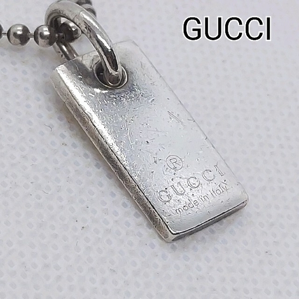 グッチ　GUCCI　プレート　ブレスレット　ボールチェーン　シルバー