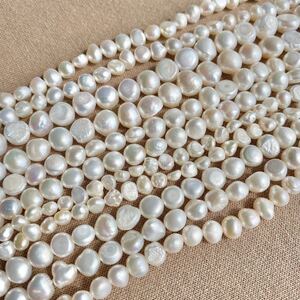 淡水パール バロック ビーズ ハンドメイド ネックレス パーツ 約8〜9mm 1連