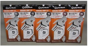 ５枚組セット テーラーメイド TD307 デュラブルグリップ2.0ゴルフグローブ WH 22cm 日本仕様 ソフトな合成皮革でフィット感がアップ！