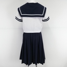 1円 セーラー服 スカート 上下2点セット 夏物 半袖 白1本線 女子 学生服 中学 高校 白 制服 中古 ランクC NA4496_画像2