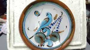 イタリア マヨルカ焼き 鳥画 飾り皿