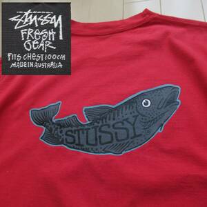 ★即決送込★oz製 L 90s STUSSY 魚 T-shirt Tee 半袖 old oldstussy オールド ステューシー M 黒タグ xl Tシャツ DONT TAKE THE BAIT