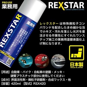 レックスター 汚れ落とし 小キズ消し 簡単コーティング剤 クリーナーポリッシュ RSX420 洗車 TIPTOP チップトップ プロ用