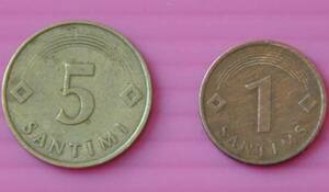 ラトビア硬貨 5サンティームス 1サンティムス サンチーム コイン Latvijas