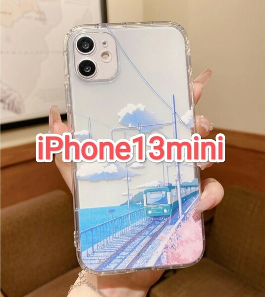 iPhone13mini　電車　さくら　レトロ　かわいい　ｶﾜ(・∀・)ｲｲ!!　iPhoneケース