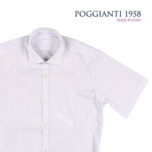 POGGIANTI 1958（ポジャンティ 1958） 半袖シャツ 8.04E+22 ホワイト x ブルー 43 22651 【S22656】 / 大きいサイズ_画像1