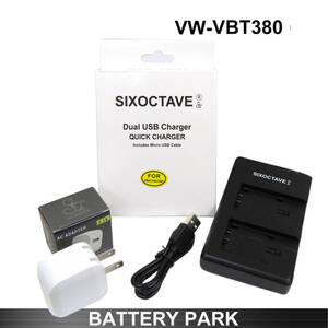 VW-VBT380 VW-VBT380-K 対応 互換デュアル充電器2.1A高速ACアダプター付 VW-BC10 HC-VX992M 990M HC-W585M W590M HC-WX995M HC-VZX992M